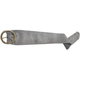Avignon Genuine Leather Gray Suede Wide Cinching Belt Gold Pull Through Buckle